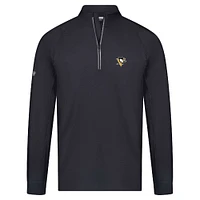 Men's Levelwear Black Pittsburgh Penguins Theory Insignia Core Raglan Quarter-Zip Pullover Top