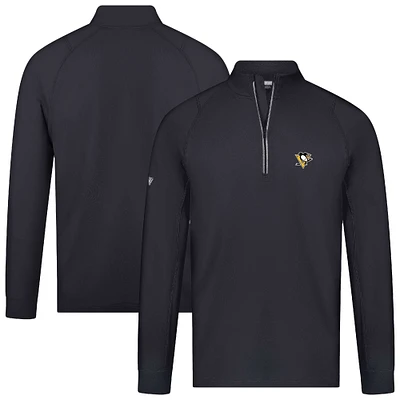 Men's Levelwear Black Pittsburgh Penguins Theory Insignia Core Raglan Quarter-Zip Pullover Top