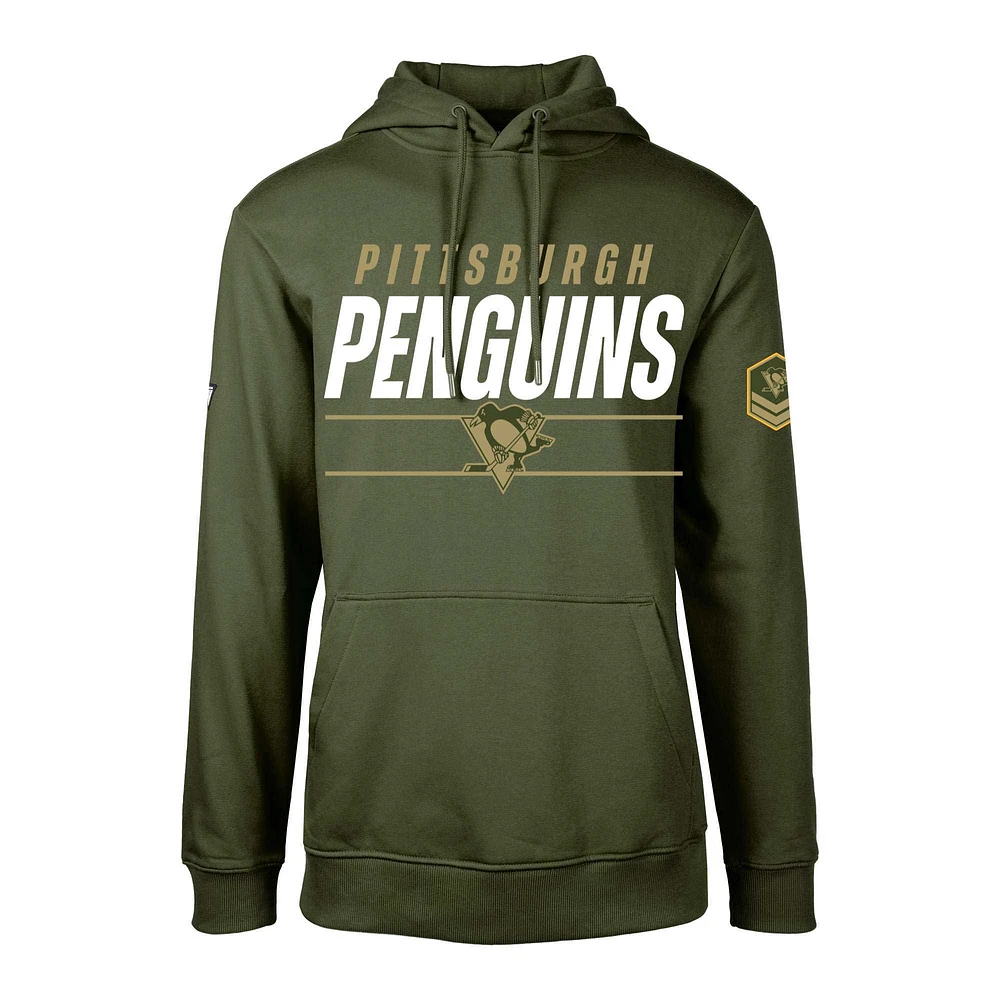 Men's Levelwear Olive Pittsburgh Penguins Delta Podium Fleece Pullover Hoodie