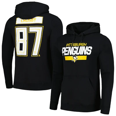 Levelwear pour hommes Sidney Crosby Noir Pittsburgh Penguins Podium Nom et numéro Pull à capuche