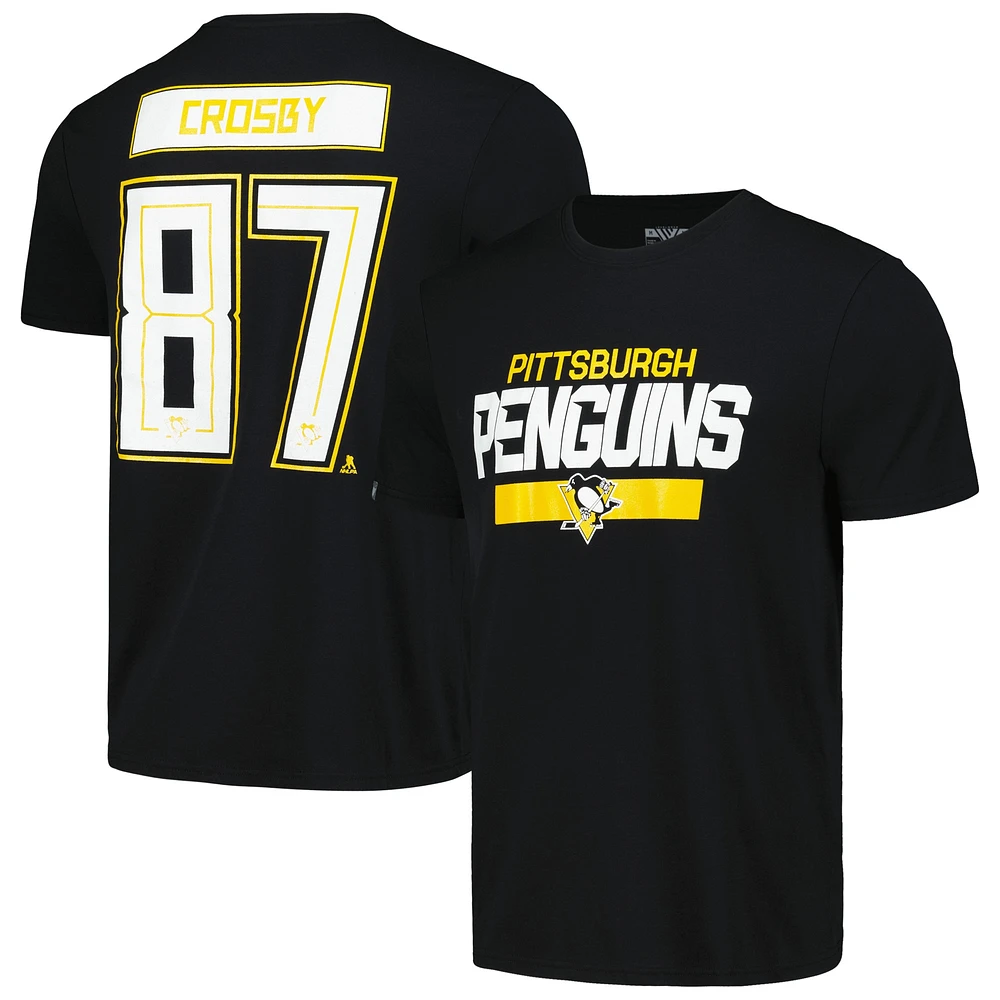 Men's Levelwear Sidney Crosby Black Pittsburgh Penguins Richmond Player Name & Number T-Shirt