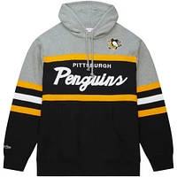 Chandail à capuchon d'entraîneur-chef des Penguins de Pittsburgh noir/gris Mitchell & Ness pour hommes