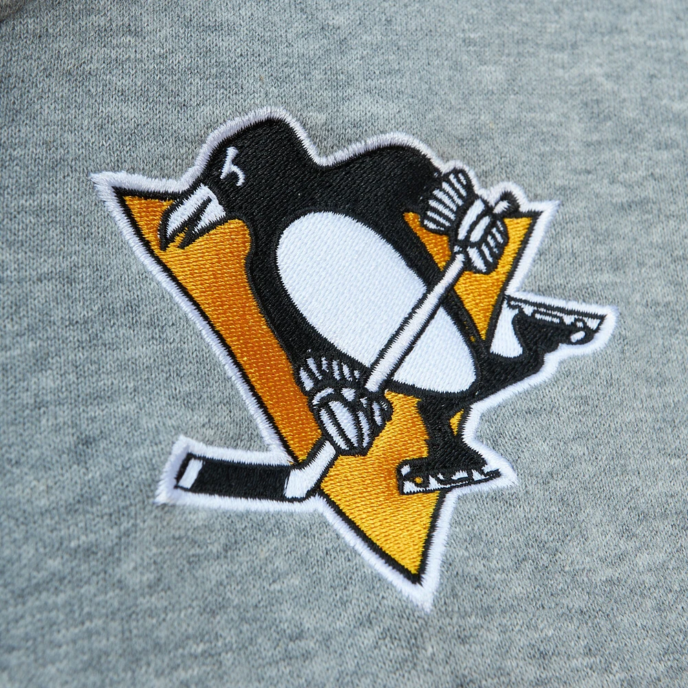 Chandail à capuchon d'entraîneur-chef des Penguins de Pittsburgh noir/gris Mitchell & Ness pour hommes