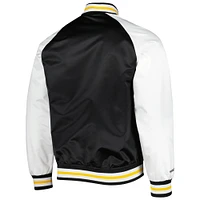 Veste à bouton-pression en satin Primetime Raglan des Penguins de Pittsburgh noir/blanc Mitchell & Ness pour hommes