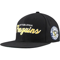 Casquette Snapback noire Mitchell & Ness Core Team Script 2.0 des Penguins de Pittsburgh pour hommes