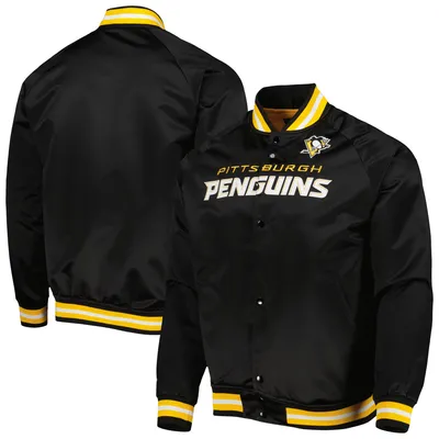 Pittsburgh Penguins Mitchell & Ness Satin Full-Snap Varsity Jacket - Black