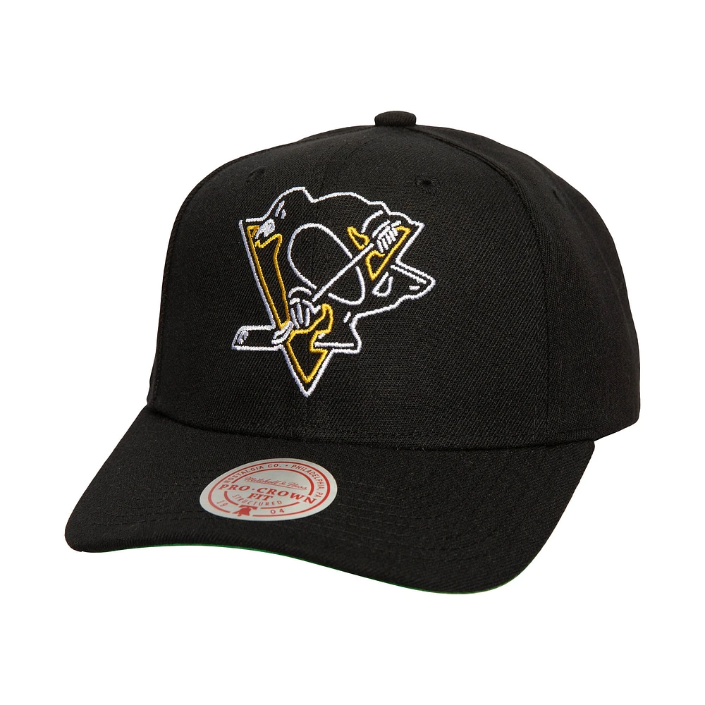 Men's Mitchell & Ness Black Pittsburgh Penguins Soul Strike Neon Logo Pro Crown Adjustable Hat