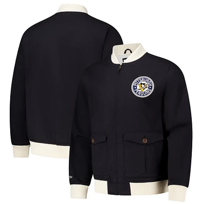 Men's Mitchell & Ness Black Pittsburgh Penguins Vintage Coaches Cotton Twill Full-Zip Jacket