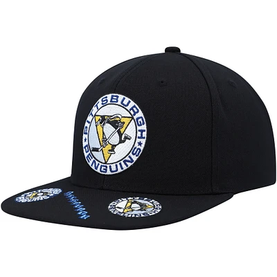 Casquette Mitchell & Ness Pittsburgh Penguins Vintage Hat Trick Snapback pour homme Noir