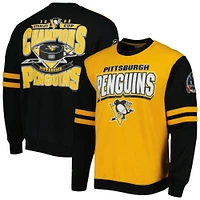 Chandail à capuchon Mitchell & Ness pour hommes, or/noir, Pittsburgh Penguins, champions de la Coupe Stanley 1992