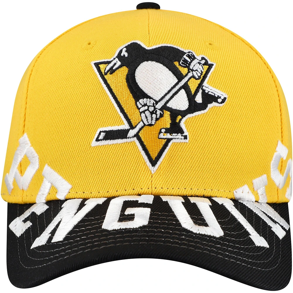 Casquette Snapback bicolore Pro Crown Underarch des Penguins de Pittsburgh pour homme Mitchell & Ness Gold/Black