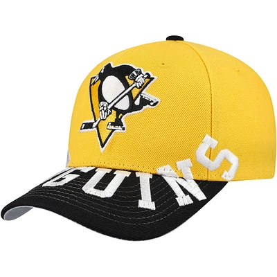 Casquette Snapback bicolore Pro Crown Underarch des Penguins de Pittsburgh pour homme Mitchell & Ness Gold/Black