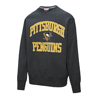 Sweat-shirt en molleton Mitchell & Ness Heather Charcoal pour homme, victoire séries éliminatoires des Penguins de Pittsburgh