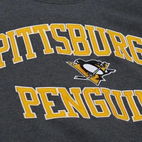 Sweat-shirt en molleton Mitchell & Ness Heather Charcoal pour homme, victoire séries éliminatoires des Penguins de Pittsburgh