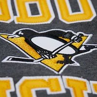 Sweat-shirt en molleton Mitchell & Ness Heather Charcoal pour homme, victoire séries éliminatoires des Penguins de Pittsburgh