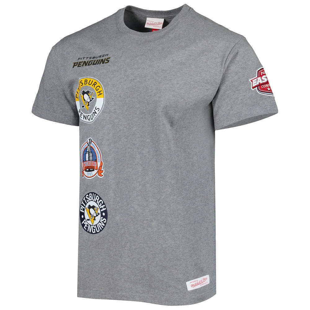 T-shirt de la collection City des Penguins Pittsburgh gris chiné Mitchell & Ness pour hommes