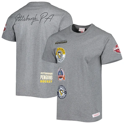 T-shirt de la collection City des Penguins Pittsburgh gris chiné Mitchell & Ness pour hommes