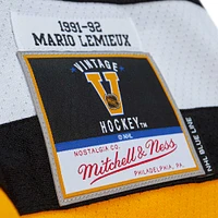 Homme Mitchell & Ness Mario Lemieux Black Pittsburgh Penguins Big Tall 1991 Captain Patch Blue Line Player Jersey