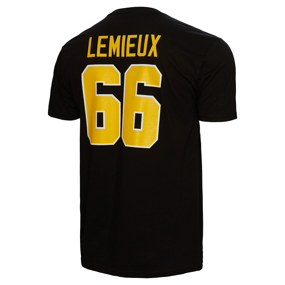 T-shirt noir avec nom et numéro des Penguins de Pittsburgh Mitchell & Ness Mario Lemieux pour hommes