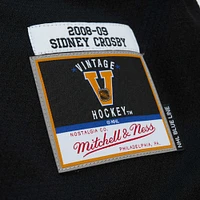 Homme Mitchell & Ness Sidney Crosby Black Pittsburgh Penguins 2008 Captain Patch Blue Line Player Jersey