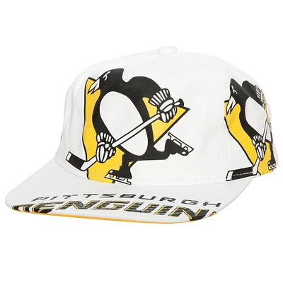 Men's Mitchell & Ness White Pittsburgh Penguins In Your Face Deadstock Snapback Hat