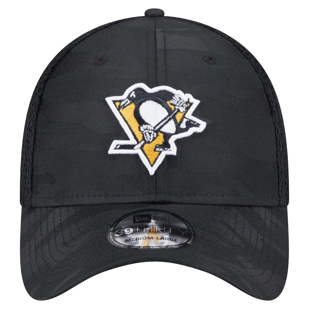 Men's New Era  Black Pittsburgh Penguins Active Subtle Camo 39THIRTY Flex Hat