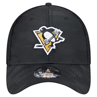 Men's New Era  Black Pittsburgh Penguins Active Subtle Camo 39THIRTY Flex Hat