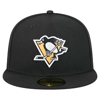 Casquette ajustée Core 59FIFTY des Penguins de Pittsburgh New Era pour homme, noire