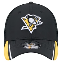 Casquette 39THIRTY Flex Linear Featherweight noire pour homme des Penguins de Pittsburgh New Era