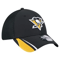 Casquette 39THIRTY Flex Linear Featherweight noire pour homme des Penguins de Pittsburgh New Era