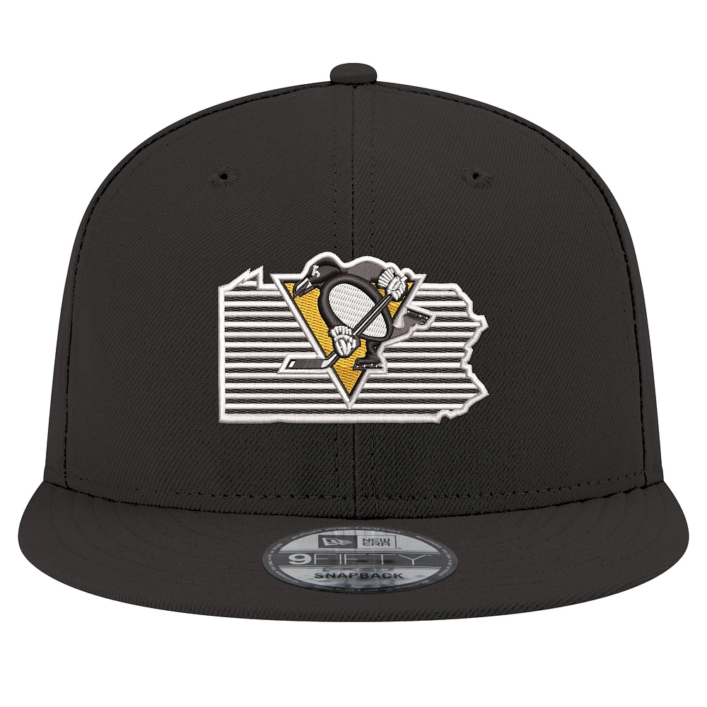 Men's New Era Black Pittsburgh Penguins State Pride 9FIFTY Snapback Hat