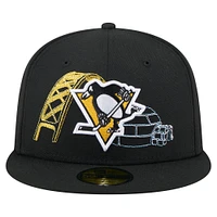 Men's New Era Black Pittsburgh Penguins State Stitch 59FIFTY Fitted Hat