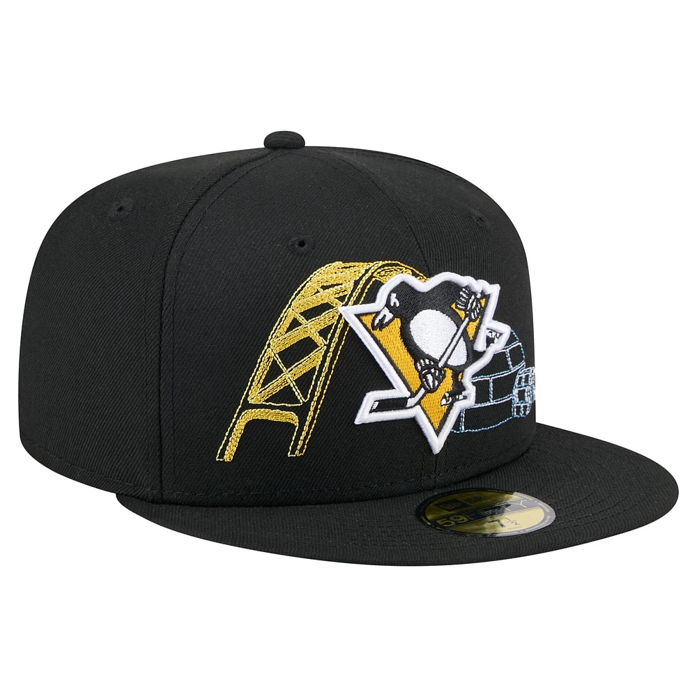 Men's New Era Black Pittsburgh Penguins State Stitch 59FIFTY Fitted Hat