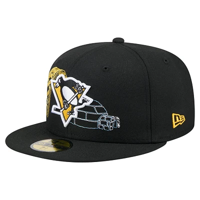 Men's New Era Black Pittsburgh Penguins State Stitch 59FIFTY Fitted Hat
