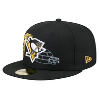 Men's New Era Black Pittsburgh Penguins State Stitch 59FIFTY Fitted Hat