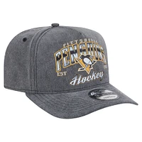 Men's New Era  Charcoal Pittsburgh Penguins Throwback Washed A-Frame Pre-Curved 9FIFTY Snapback Hat