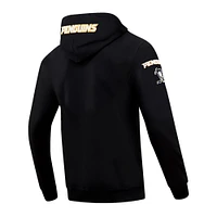 Veste à capuche entièrement zippée en chenille classique Pro Standard noire des Penguins de Pittsburgh pour hommes