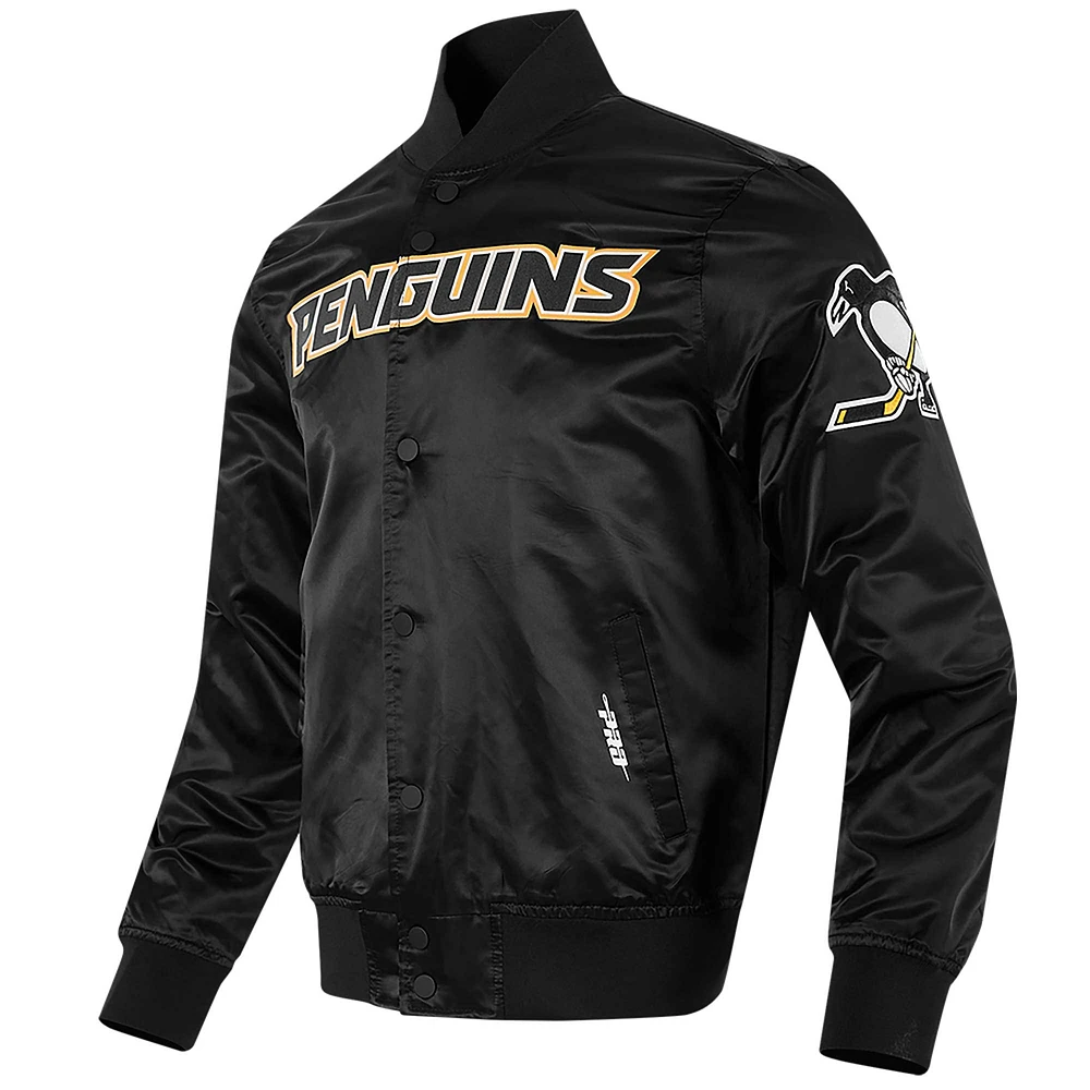 Men's Pro Standard Black Pittsburgh Penguins Classic Satin Full-Snap Jacket