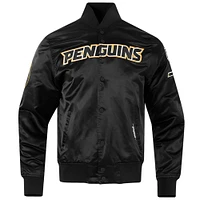 Veste à bouton-pression classique en satin noir Pro Standard des Penguins de Pittsburgh pour hommes