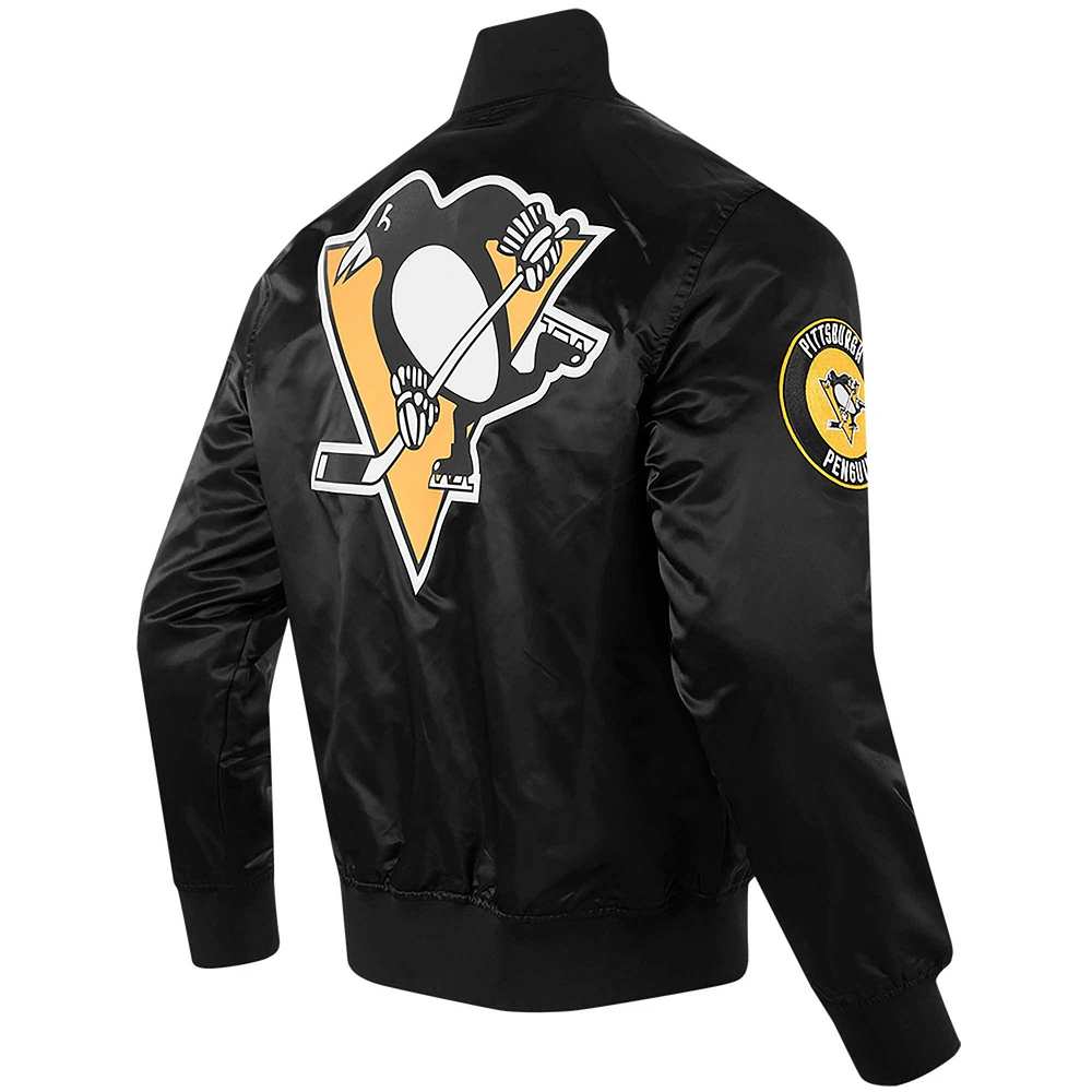 Men's Pro Standard Black Pittsburgh Penguins Classic Satin Full-Snap Jacket