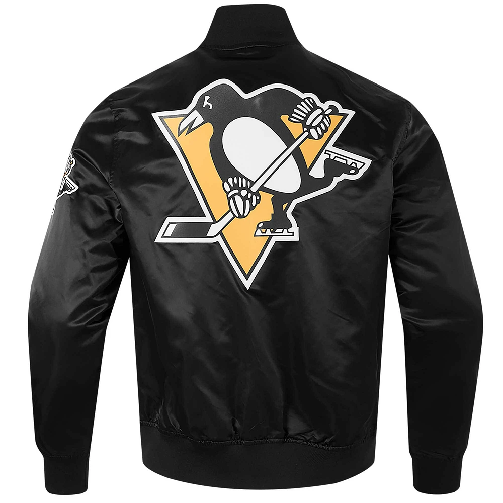 Veste à bouton-pression classique en satin noir Pro Standard des Penguins de Pittsburgh pour hommes