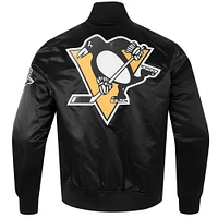 Veste à bouton-pression classique en satin noir Pro Standard des Penguins de Pittsburgh pour hommes