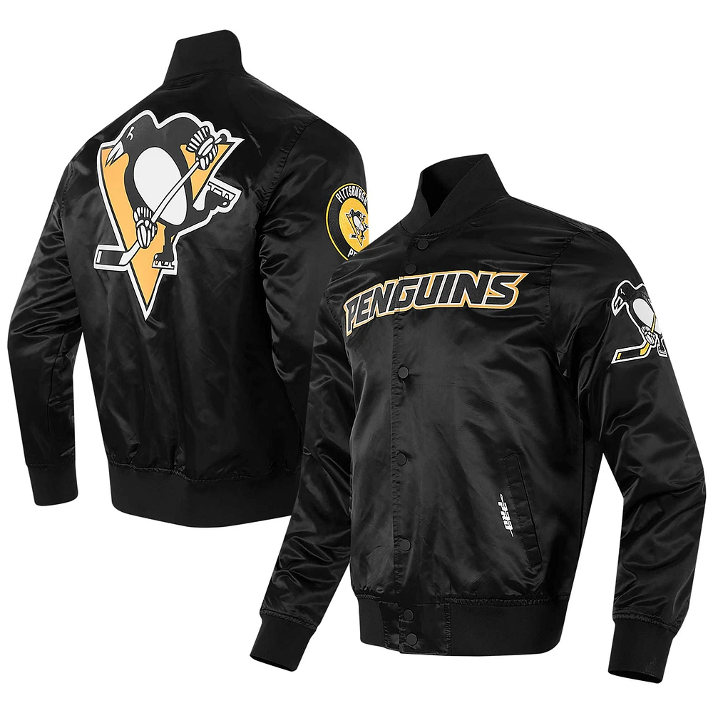 Men's Pro Standard Black Pittsburgh Penguins Classic Satin Full-Snap Jacket