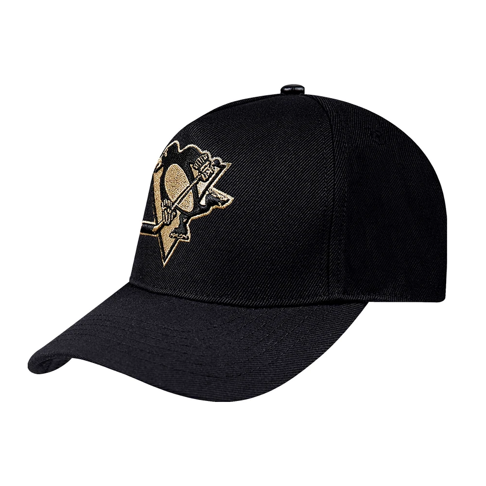 Men's Pro Standard  Black Pittsburgh Penguins Metallic Logo Pinch Front Adjustable Hat