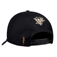 Men's Pro Standard  Black Pittsburgh Penguins Metallic Logo Pinch Front Adjustable Hat