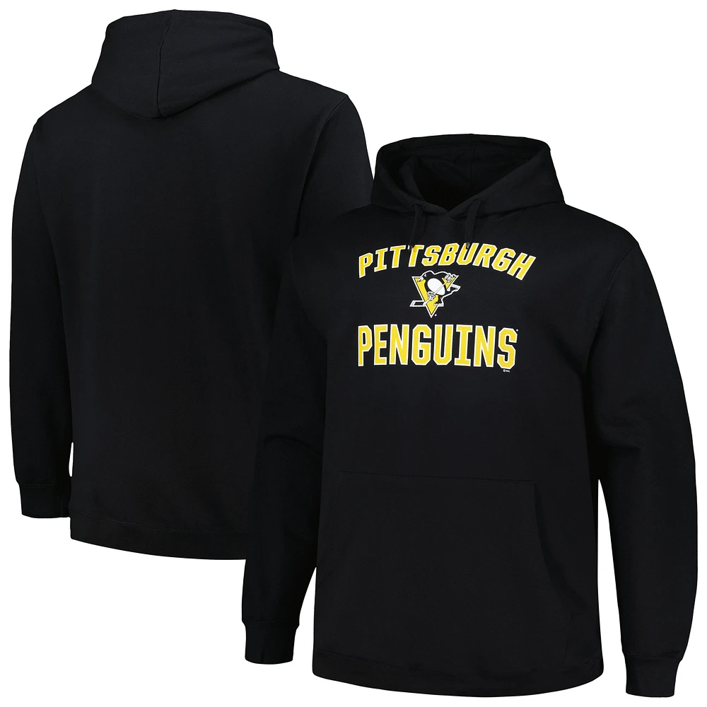 Sweat à capuche noir pour hommes des Penguins de Pittsburgh Big & Tall Arch Over Logo