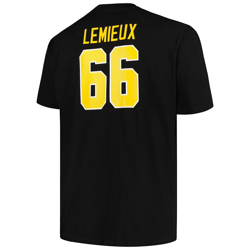 Men's Profile Mario Lemieux Black Pittsburgh Penguins Big & Tall Captain Patch Name Number T-Shirt