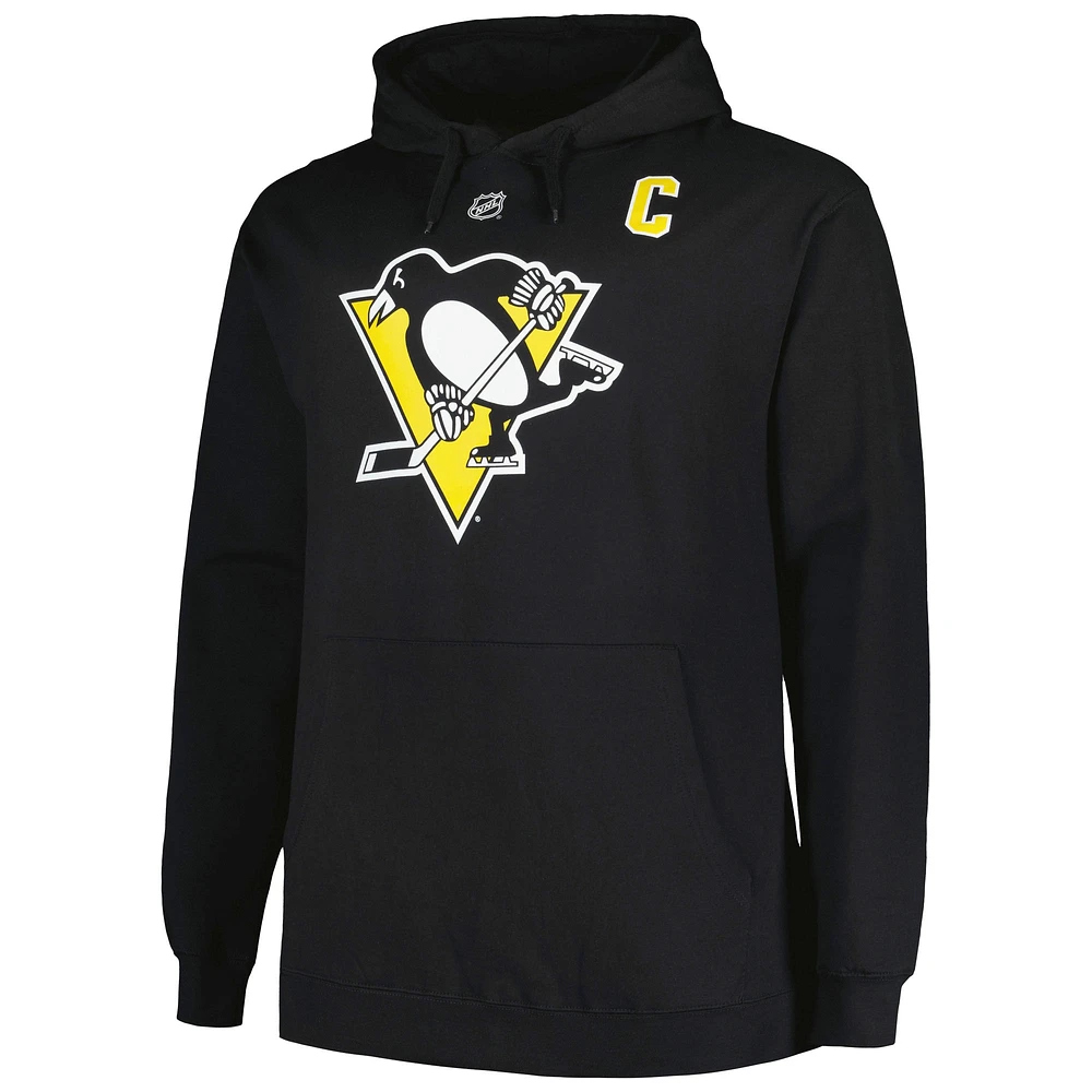 Men's Profile Sidney Crosby Black Pittsburgh Penguins Big & Tall Name Number Pullover Hoodie