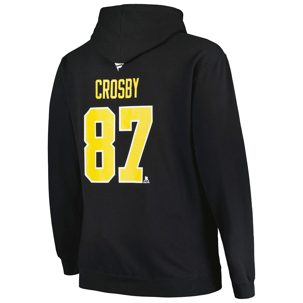 Men's Profile Sidney Crosby Black Pittsburgh Penguins Big & Tall Name Number Pullover Hoodie