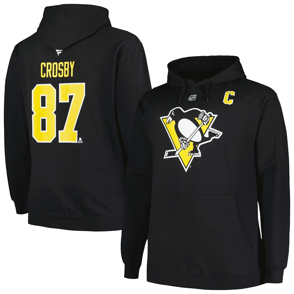 Profil pour hommes Sidney Crosby Black Pittsburgh Penguins grand et nom numéro - Sweat à capuche